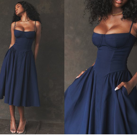 House of CB Dresses & Skirts - HOUSE OF CB 'Samaria' French Navy Corset Sundress NWOT